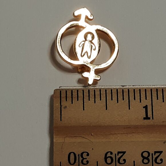 Male Female Gender Gold Tone Pin Baby Birth Collectible Lapel Pinback Pronouns - Picture 4 of 4